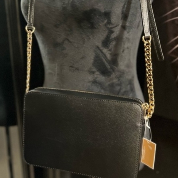 MICHAEL KORS Jet Set Item East West Shoulder Crossbody Camera Bag Black Gold - Picture 11 of 17